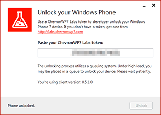 ChevronWP7, device unlocked