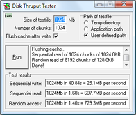 Disk throughput test results for internal disk