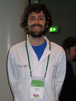 Google employee with labcoat at Google Developer Day 2008