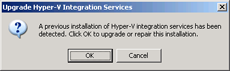 Upgrade prompt for Hyper-V integration services