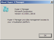 About dialog from RTM Version of Hyper-V Manager