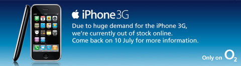 Image from the O2 website explaining that there are no more iPhones available online