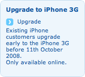 Clip from the O2 website explaining that iPhone upgrade deals are only available online