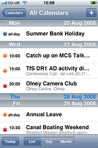 Multiple calendars in the iPhone Calendar application