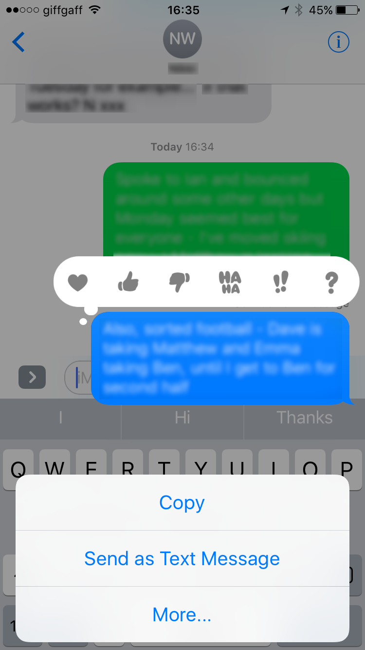 iOS Send as Text Message