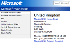 Incorrectly formatted phone number on Microsoft's website