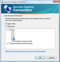 Accessing local resources in the RDP client