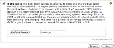 ReadyNAS iSCSI Target add-on configuration