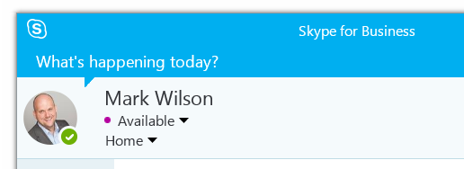 Purple spot next to Skype for Business presence information