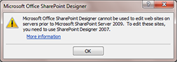Microsoft Office SharePoint Designer cannot be used to edit web sites on servers prior to Microsoft SharePoint Server 2009. To edit these sites, you need to use SharePoint Designer 2007.