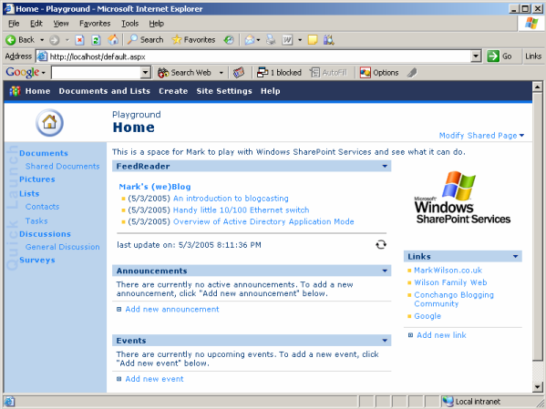 FeedReader webpart on a WSS page