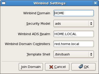 Winbind settings