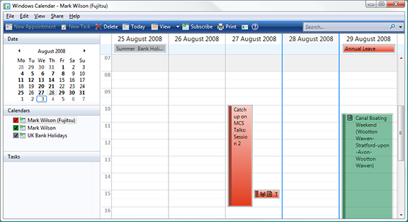 Multiple calendars in Windows Calendar