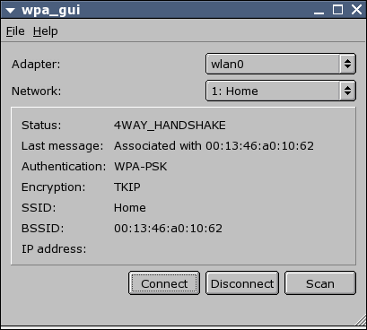 wpa_gui scanning for networks